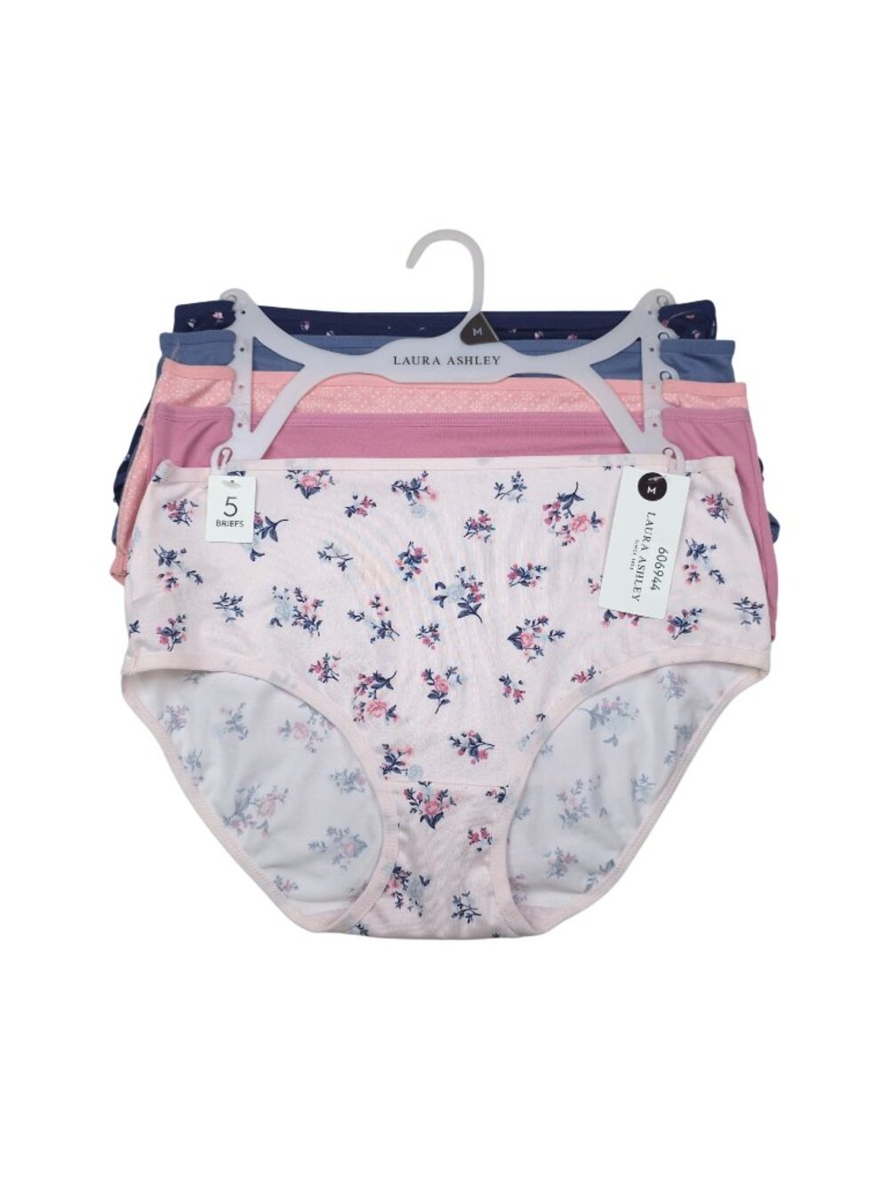 Laura Ashley Womens 5-Pack Briefs Medium Floral & Solid Polyester/Spandex